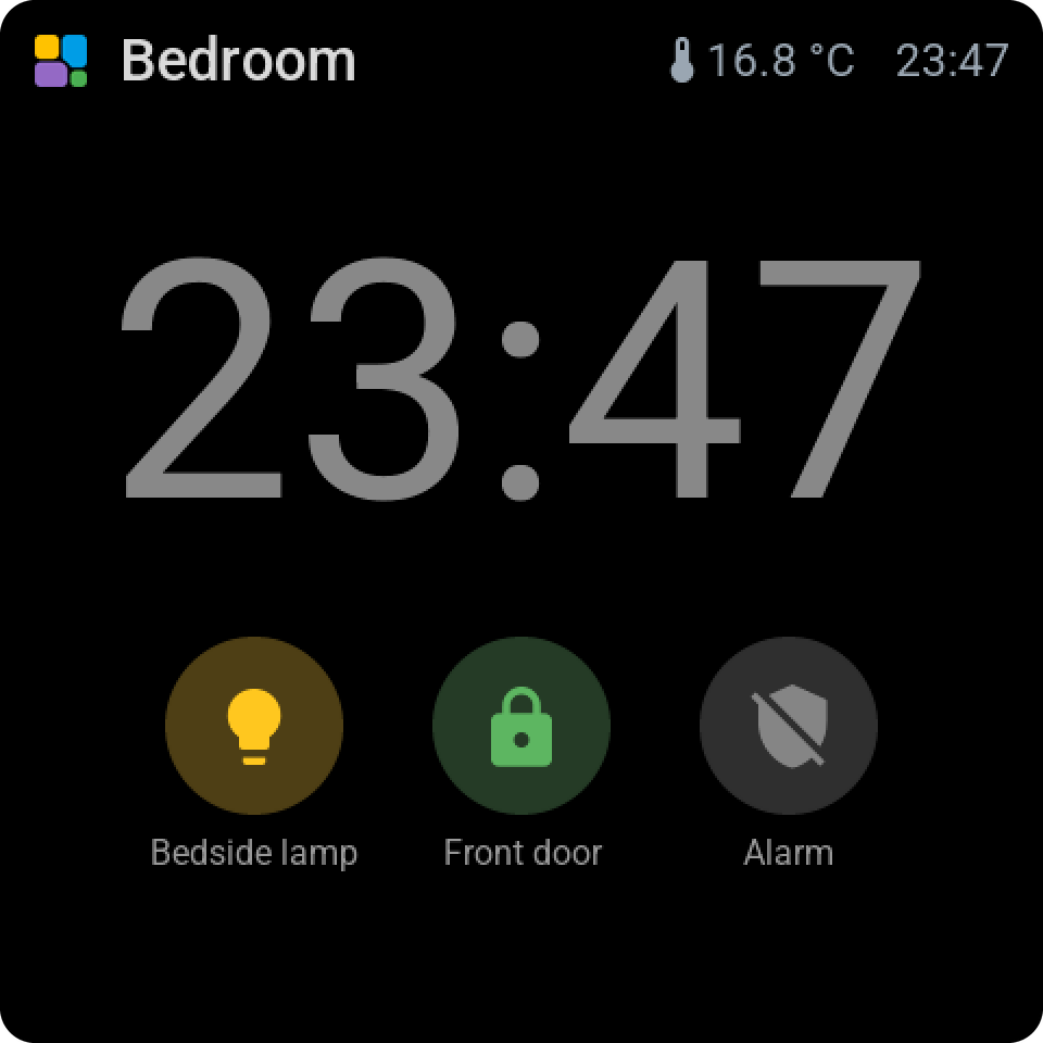 The bedside clock: the time large, three keys under it