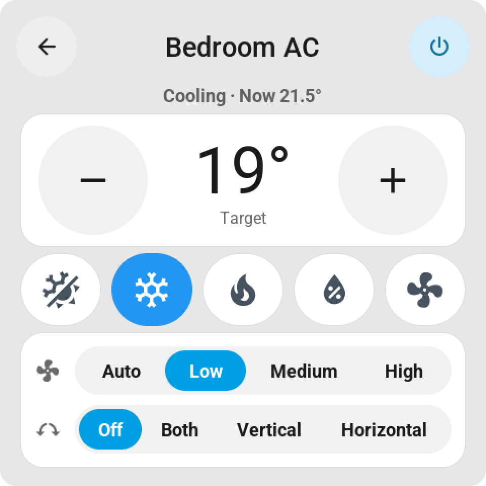 A climate tile two cells high with its setpoint and mode bar