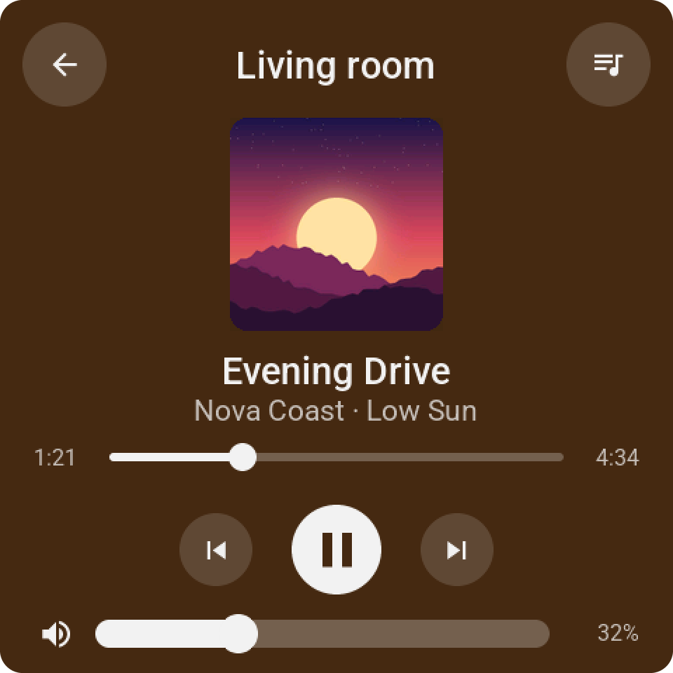 A media tile with the album cover and the title