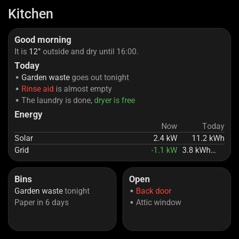 The same 4-inch screen in dark mode