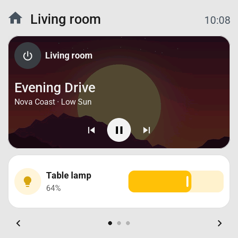 A Tessera screen with music and lighting controls
